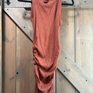 Michael Stars size Small, ruched ribbed tank dress, knee length